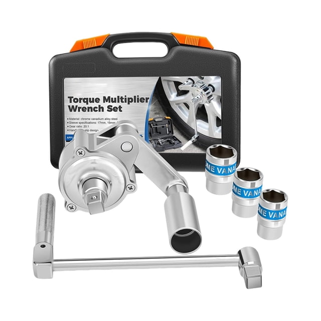 Llave multiplicadora de torsión, extractor de tuercas de seguridad, kit de herramientas de reparación automotriz de acero, vasos de 17 mm, 19 mm y 21 Longitud de la caja 28 cm