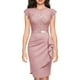 thumbnail image 1 of Vestido elegante de cóctel con mangas cortas con volantes y encaje floral para mujer - Diseño estampado, lavado a mano, 1 of 7