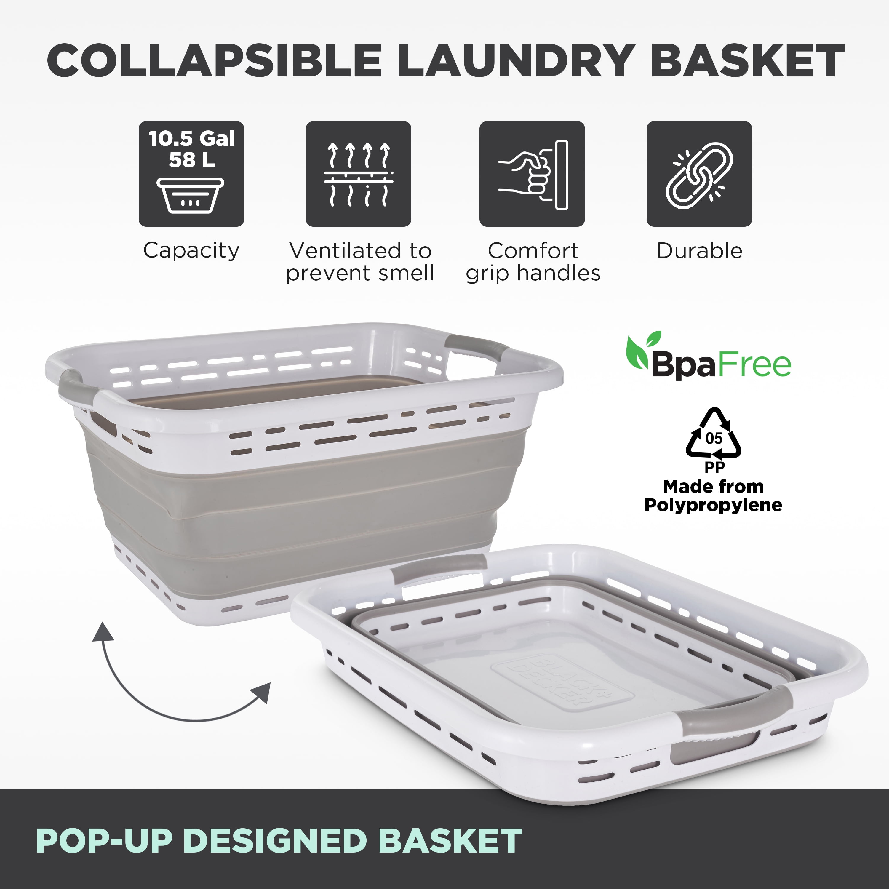 Pop & Load Collapse & Store 1 Large 25 Slim Collapsible Plastic Laundry  Basket, Space Saving Portab…See more Pop & Load Collapse & Store 1 Large  25