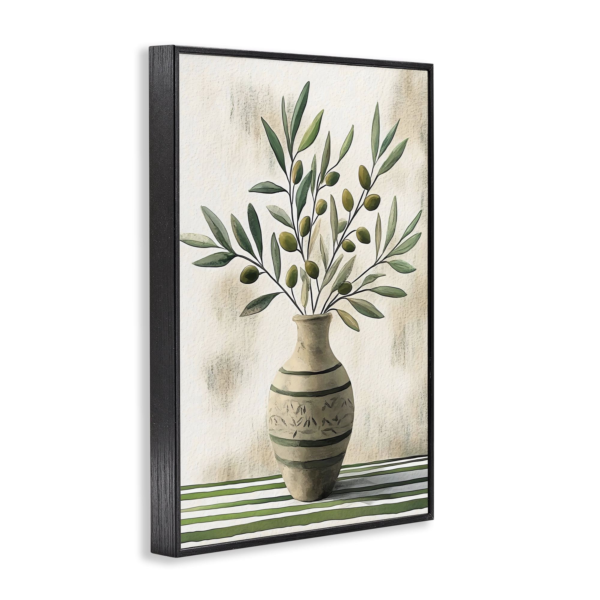 Stupell Industries Vase of Olive Branches Black Framed Giclee Art, design by Creative Studio