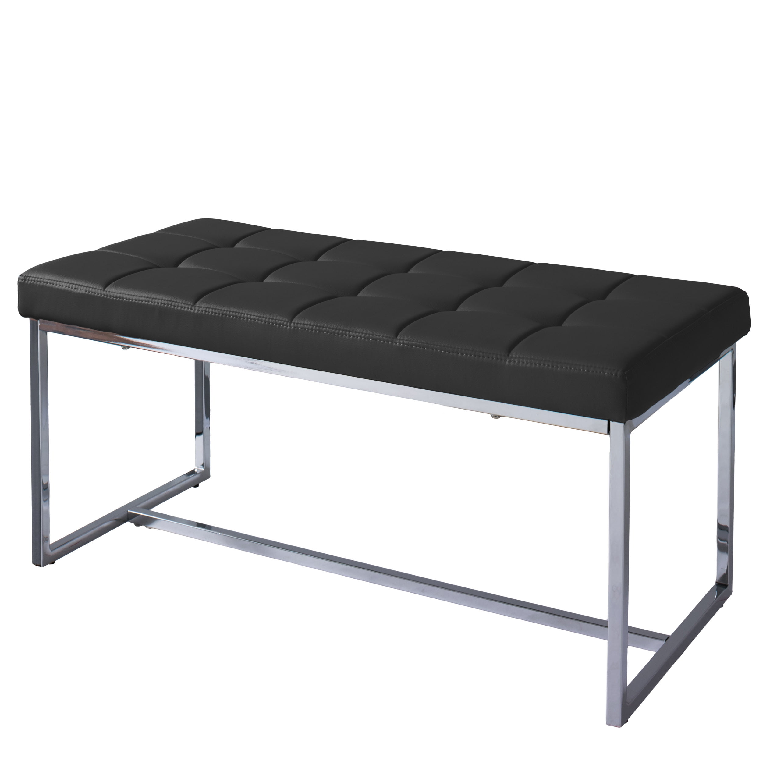 CorLiving Modern Leatherette Wide Bench with Chrome Base