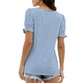 thumbnail image 5 of Fmbrln Womens Tops Summer Fashion Ruffle Short Sleeve Square Neck Plaid Shirts Casual Loose Lightweight Blouses, 5 of 5