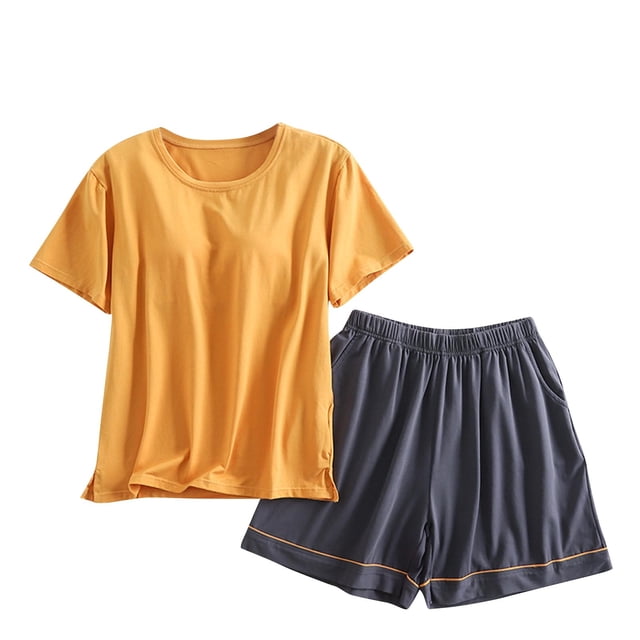 Ensembles de Liquidation pour Femmes, Ensemble de Shorts Décontractés d'Été pour Femmes, Ensemble Décontracté Ample pour Femmes avec Coussin de Poitrine, Col Rond, Manches Courtes