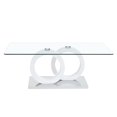 thumbnail image 6 of Tcbosik Coffee Table with Glass Top, Mid-Century Modern Center Table for Living Room, 47.24"L x 25.59"W x 17.8"H, White, 6 of 10