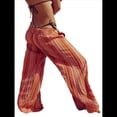 thumbnail image 2 of Pantalones de Rayas para Mujer, Cintura Alta, Pierna , Algodón y , Moda Playera, Cintura Elástica, Pantalones Casuales Sueltos. Naranja M, 2 of 7