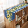 thumbnail image 4 of Blue Stripes Lemon Table Runner Linen Burlap Table Runner 70 Inches Long Spring Fruit Flowers Leaves Line Dresser Scarves for Kitchen Island Coffee Dining Party Wedding Banquet Holiday Decor 13"x70", 4 of 8