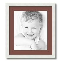 ArtToFrames 16x18" Matted Picture Frame with 12x14" Single Mat Photo Opening Framed in 1.25" Satin White Frame and 2" Brique Mat (FWM-3966-16x18)
