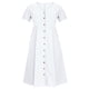 thumbnail image 4 of ICHUANYI Clearance Fashion Women Summer Casual V-Neck Solid Short Sleeve Button Pocket Cotton Linen Dress(White, XL) ICHUANYI WER2023080710761, 4 of 8