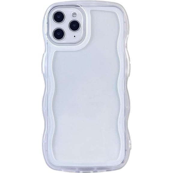 MYKOMI Compatible with iPhone 11 Pro Max Clear Case,Cute Solid Color Curly Wave Frame Transparent Soft Silicone Anti-Scratch Shockproof Protective Slim Case for Women Girls