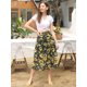thumbnail image 3 of Falda Allegra K Estampado De Girasol De Gasa Para Mujer Negro XS, 3 of 6