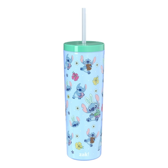 Zak Designs 22.5oz Stitch Double Wall Durable Plastic Bravo Tumbler with Straw
