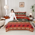 thumbnail image 4 of Feelyou Bohemian Triangle Print Bedding Comforter Set, Red Green Hippie Aztec Twin Comforter Sets, Teens Adult Women Men Reversible Bedding Set, Breathable Home Decor, 2pcs, 4 of 8