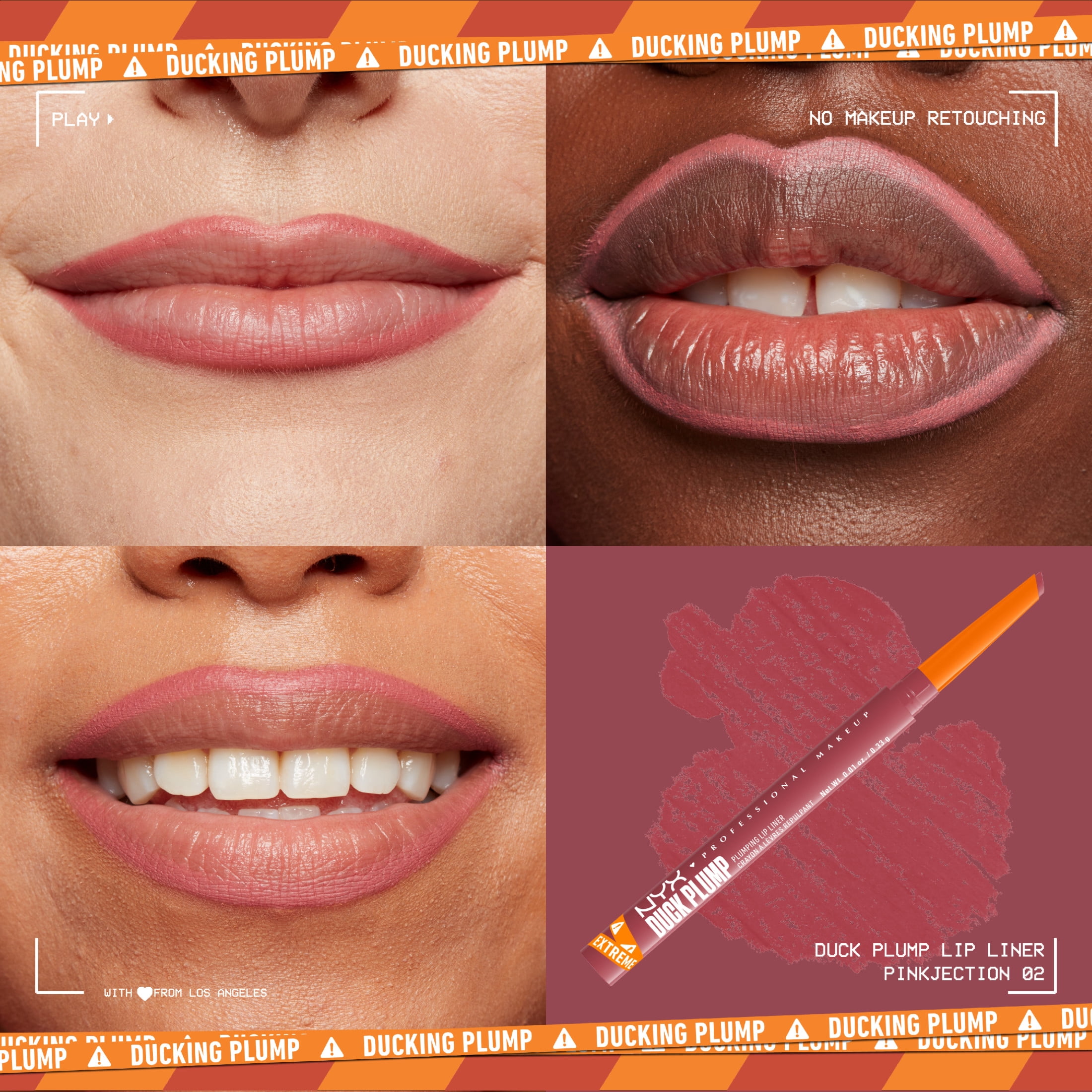 NYX Professional Makeup, Duck Plump Plumping Lip Liner Pencil, Pinkjection, 0.01 oz