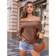 thumbnail image 2 of Womens Off The Shoulder Sweater Oversized Batwing Sleeve Loose Pullover Sweaters Tops, 2 of 13