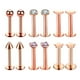 thumbnail image 1 of 12 piercings de acero inoxidable 316L de 16 g con circonita cúbica para labio, trago, nariz y oreja. 金 套装, 1 of 6