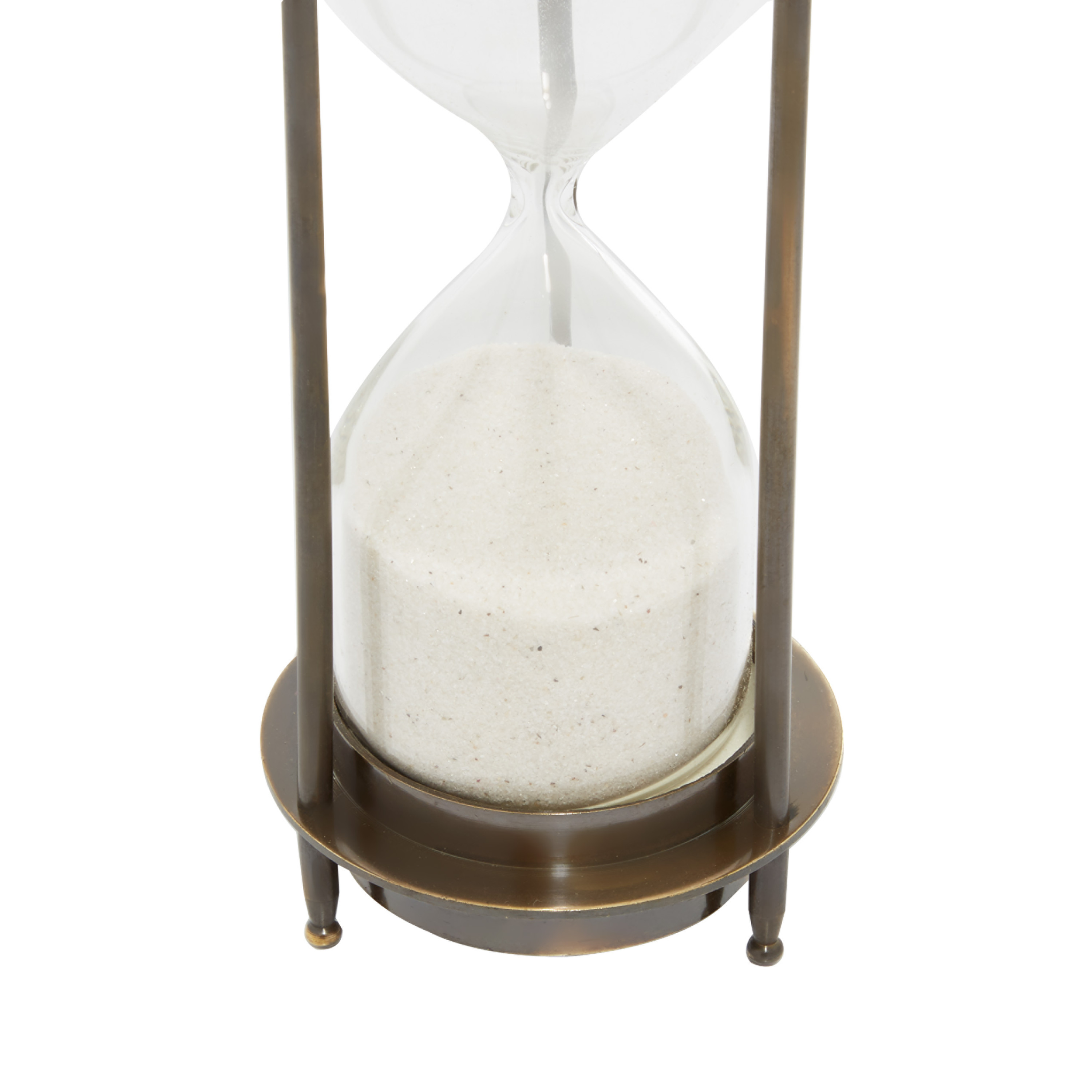 DecMode 3" x 7" Brown Brass Hourglass Sand Timer with Compass Top, 1-Piece
