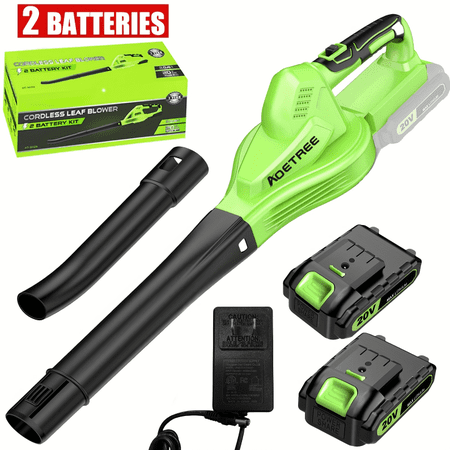 Electric Cordless Leaf Blower Battery-Powered – Lightweight Handheld Blower with 2 x 21V Rechargeable Batteries & Charger for Lawn, Yard, Patio, and Garden Care