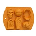 thumbnail image 2 of Skull Silicone Mold 14 Inch Silicone Baking Mold Skull Ice Cube Mold for Halloween Baking Candy Making Supplies Spooky Halloween Decorations Orange Silicone Mold for Halloween, 2 of 5