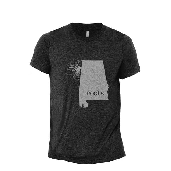 Home Roots State Alabama AL Men's Modern Fit Fun Casual T-Shirt Printed Graphic Tee Charcoal Grey X-Large