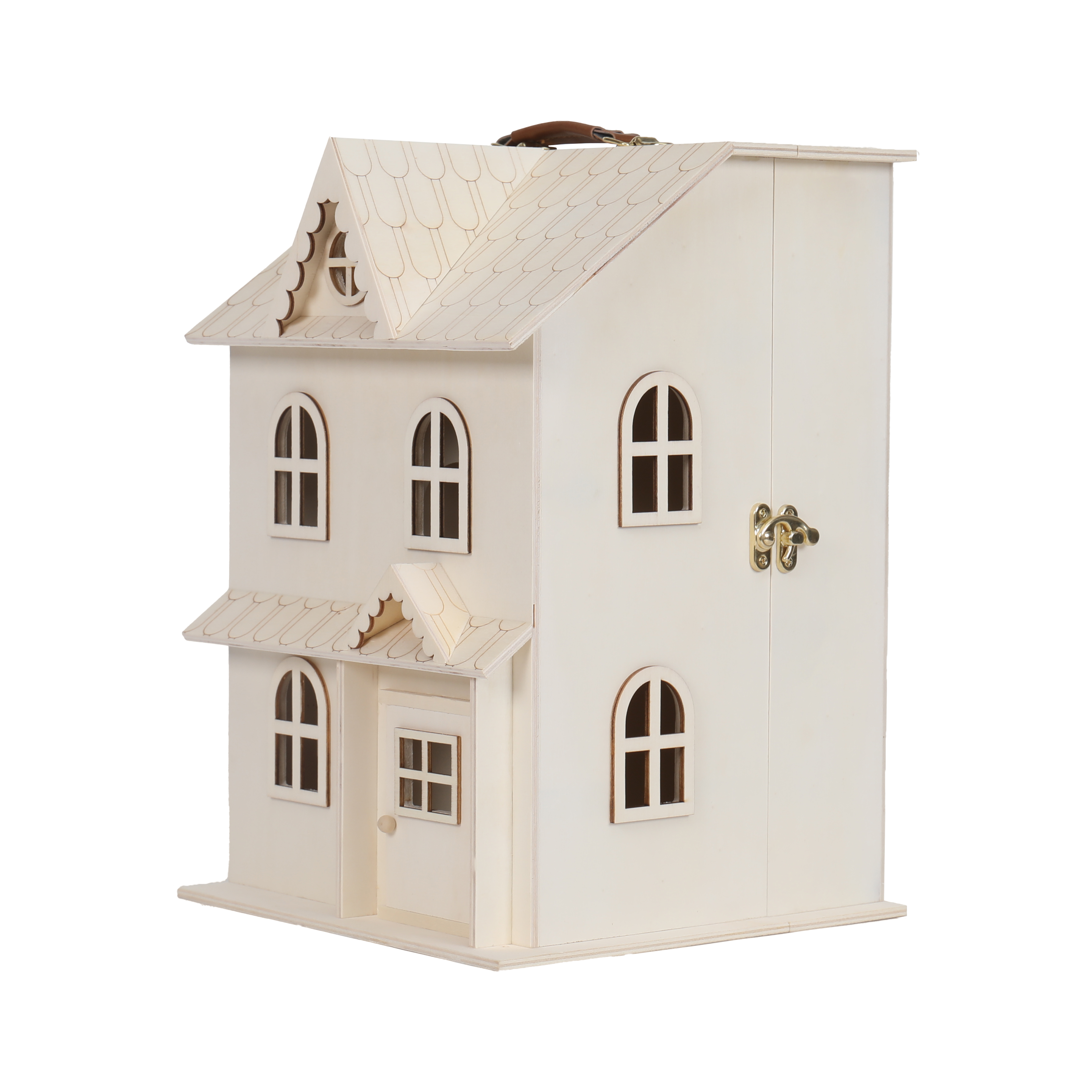 Make Market Dollhouse - Unfinished Two-Story Hinged Wood Craft Kit - Natural - 9" x 13" - 1-Pack