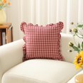 thumbnail image 2 of Ruffle Gingham Pillow Covers 18" x 18", Red Plaid | Soft & Breathable Gingham Pillow Cases, Linen Feel Ruffled Plaid Pillow Cover with Envelope Closure for Sofa Bed, 2 of 6