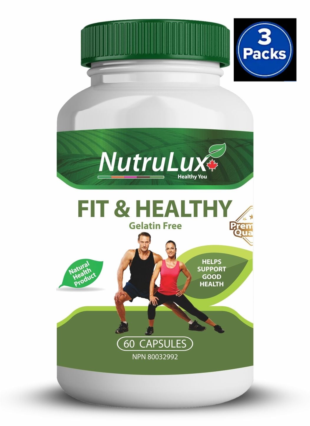 Nutrulux Fit & Healthy ( 10 mg Vitamin B12 ) Halal Gelatin Free Capsules(Pack of 3)