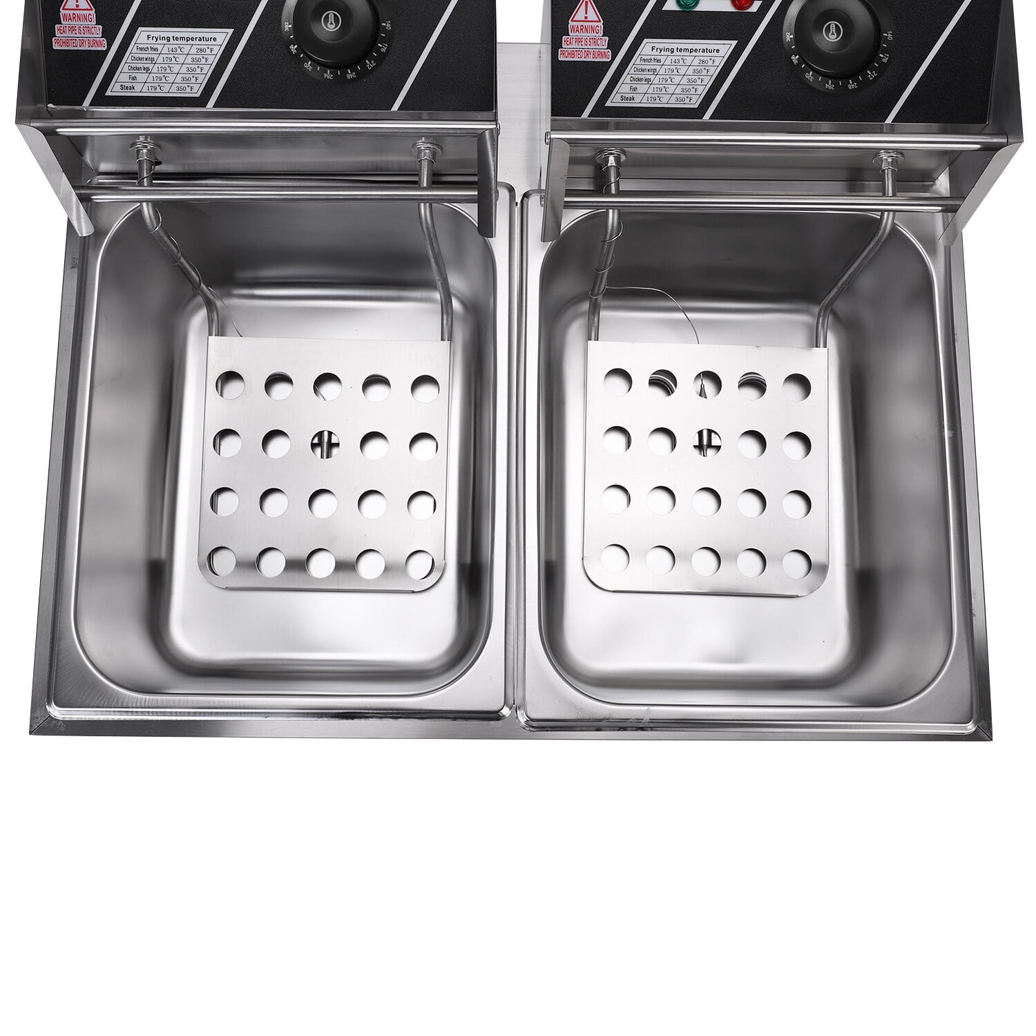 Electric Deep Fryer Dual Tank, 22.8QT/21.6L Large Capacity 110V 3400W with Adjustable Temperature Control, Silver Stainless Steel Construction, Equipped with ETL Certified Power Cord