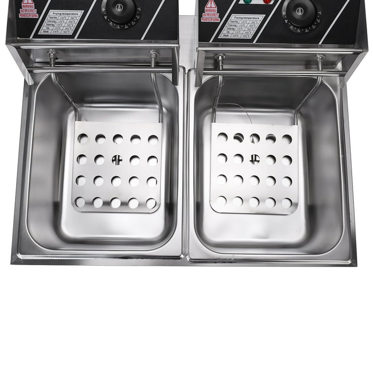 Zimtown Commercial 12L 5000W Professional Electric Countertop Deep Fryer  Dual Tank Stainless Steel for Restaurant 
