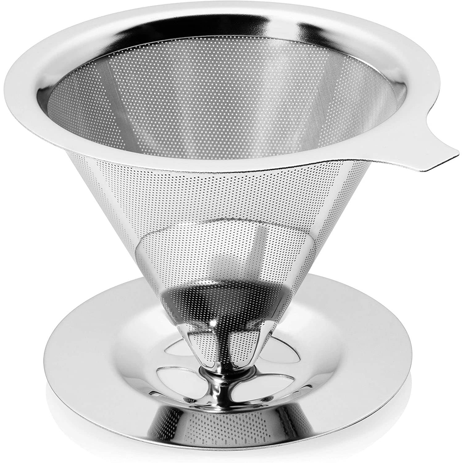 Home Office Coffee Maker Stainless Steel Resuable Cone Coffe Filter Silver 