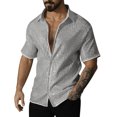 thumbnail image 2 of pstuiky camisetas camisas para hombre, Camisa informal de manga corta con solapa y botones de color liso para hombre ropa de hombre xxxl, 2 of 7