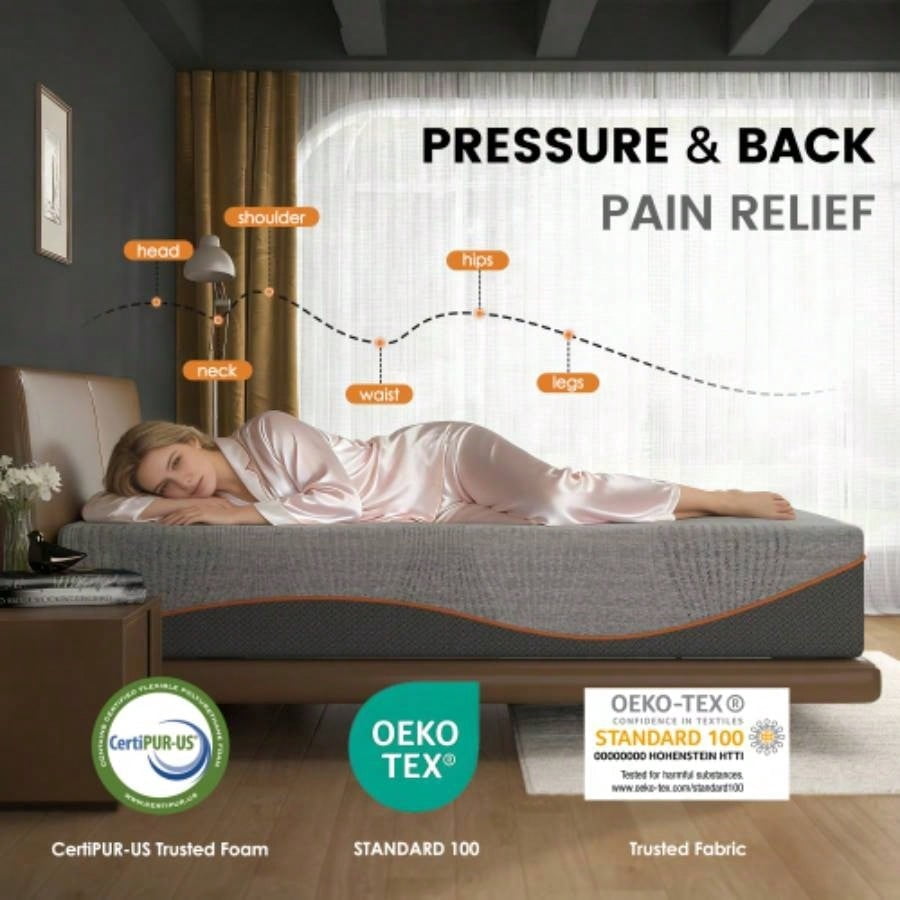Twin Size 10 Inch Foam Mattress, Breathable Cooling Layers, Medium Feel, Safe Certified Fiberglass Mattress for Bedroom