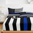 thumbnail image 6 of Full Size Fitted Sheet Set - Blue American Flag 3 Piece Bedding Sets 16" Deep Pocket Fitted Sheet with 2 Pillowcases Black White Striped US Flag Stars Brushed Microfiber Hotel Luxury Bed Sheets, 6 of 9