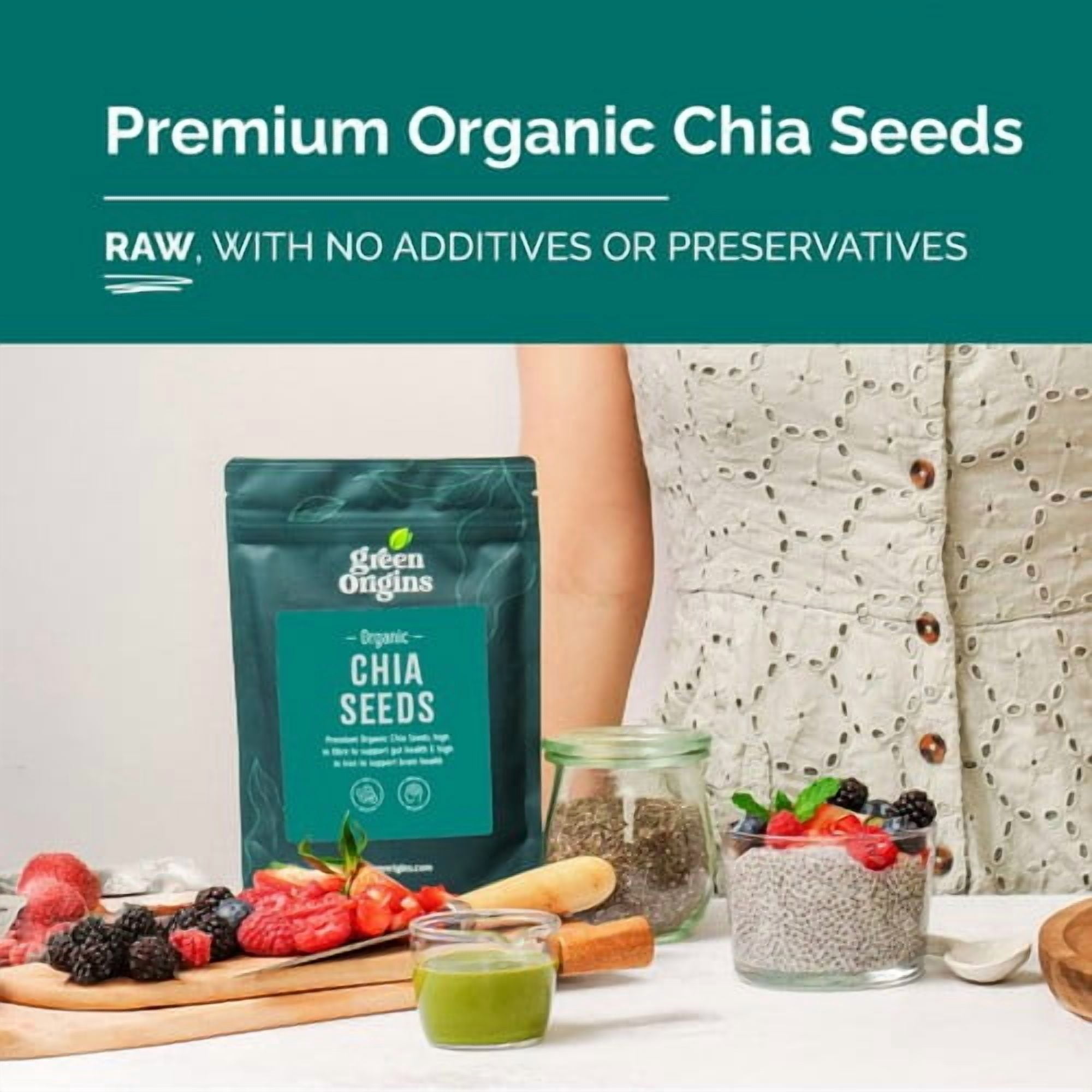 Green Origins Organic Raw Chia Seeds 300g, British Import (Pack of 3)