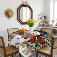 thumbnail image 3 of Navy Blue Christmas Snowman Table Cloth Waterproof Tablecloths, Xmas Tree Snowflake Botanical Tablecloth Dining Table Cover for Kitchen Party Tabletop Outdoor, Square Tablecloth 60x60 Inch, 3 of 9