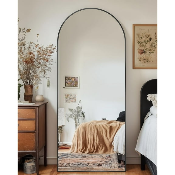 Full Length Mirror, 58x19 Arched Floor Mirror with Stand, Glassless Mirror for Living Room