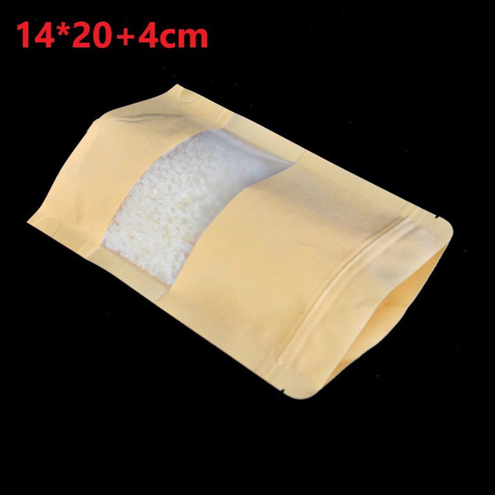 Resealable Kraft Paper Bag Stand Up Pouch Food Storage Bags