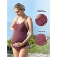 thumbnail image 3 of Maternity Swimsuit One Piece Bathing Suit Button Neck Cross (Wine，XXL), 3 of 4