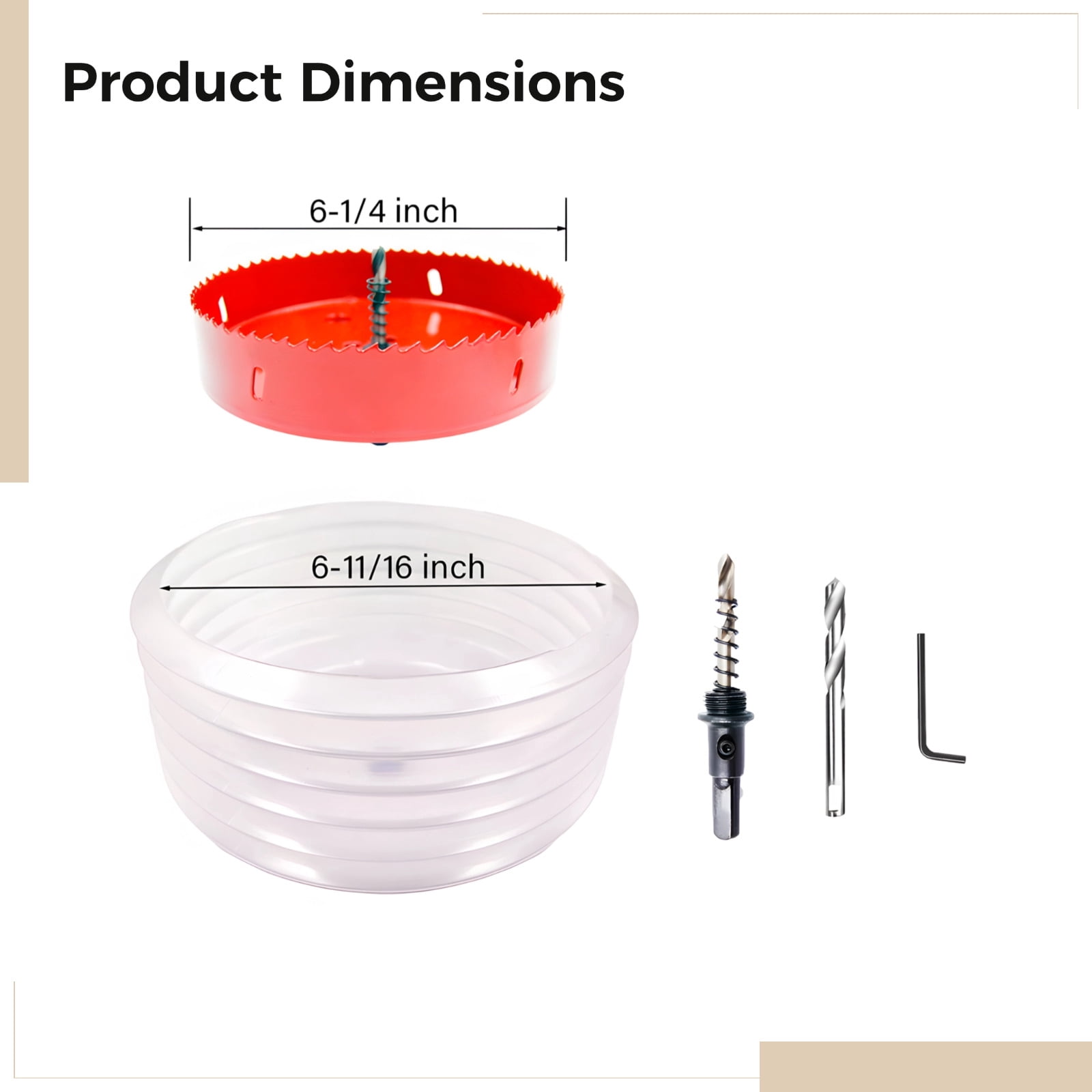 Bi-Metal Hole Saw for Recessed Lights 4 1/2" with Silicone Dust Bowl,Dust Bowl for Wood,Drywall,Metal,PVC Cutting,Includes Drill Bits and Wrench