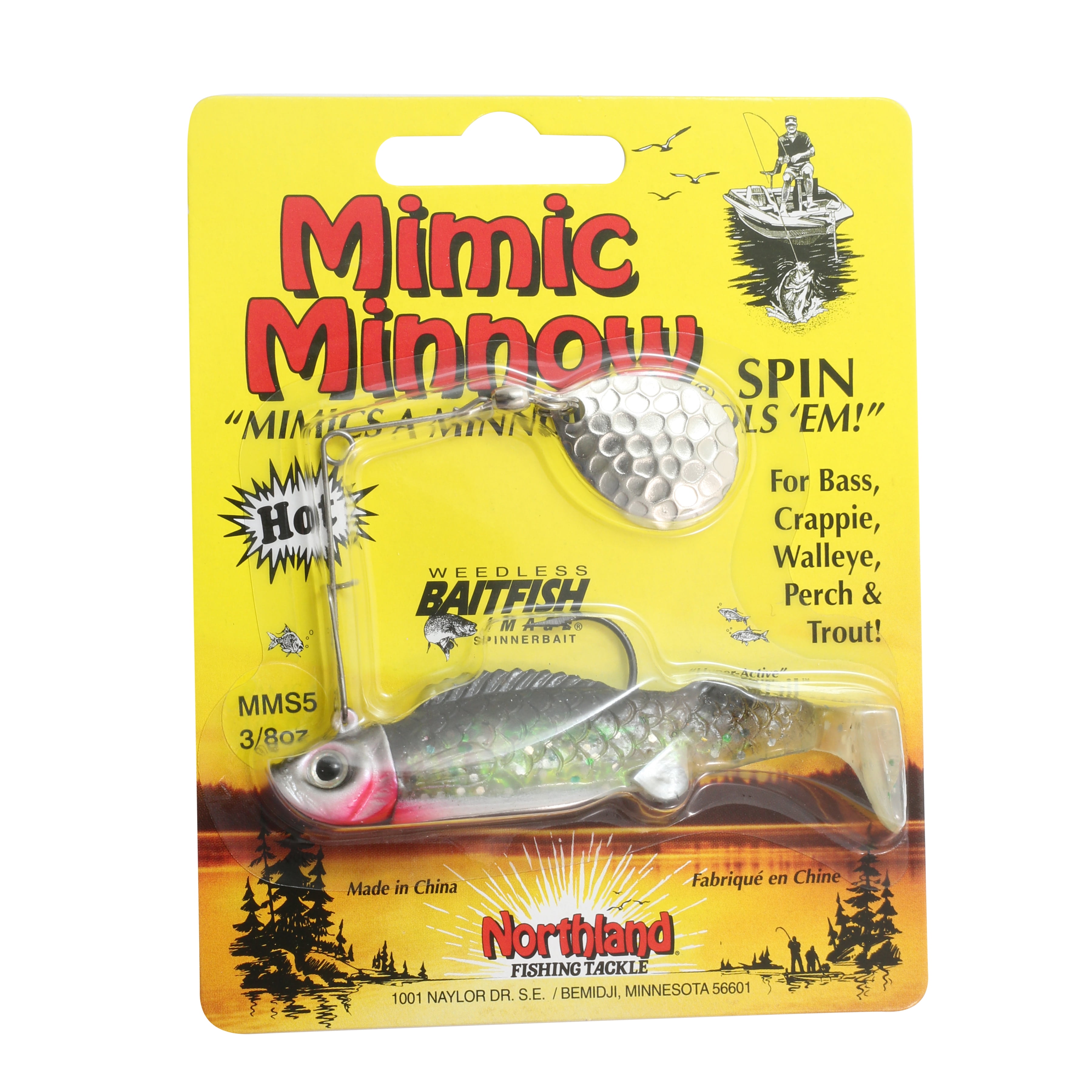 Northland Tackle Mimic Minnow Spin, 3/8 oz, Silver Shiner