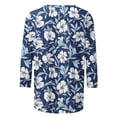 thumbnail image 5 of YUGYXL Shirts for Women 3/4 Length Sleeve Tee Tops Casual Round Neck T Shirts Summer Floral Print Dressy Blouses Navy XXL, 5 of 6