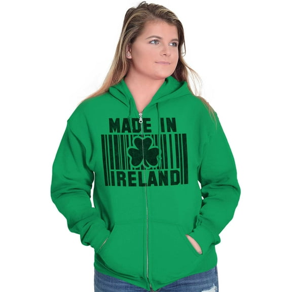 Made In Ireland St Patricks Day Pride Zip Up Hoodie Men's Women's Brisco Brands 5X