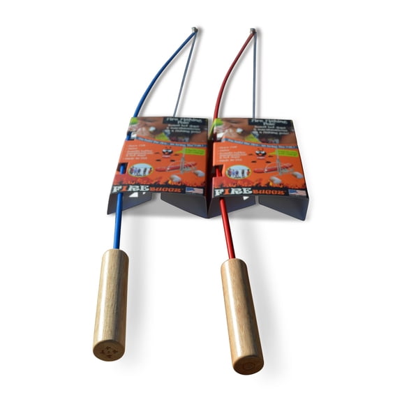 Firebuggz Campfire Fishing Pole Roaster for Hot Dog and Marshmallow Cooking on Open Flame (Red and Blue, 2 Pack)