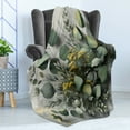 thumbnail image 3 of Ambesonne Eucalyptus Leaves Fleece Throw Blanket Love of Nature 70"x90" Mustard and Reseda Green, 3 of 5