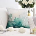 thumbnail image 5 of Watercolor Teal Green Throw Pillow Covers 16 X 16 Inch, Set Of 4, Linen Study Sofa Cushion Cover Indoor Living Room Home Decor, 5 of 7