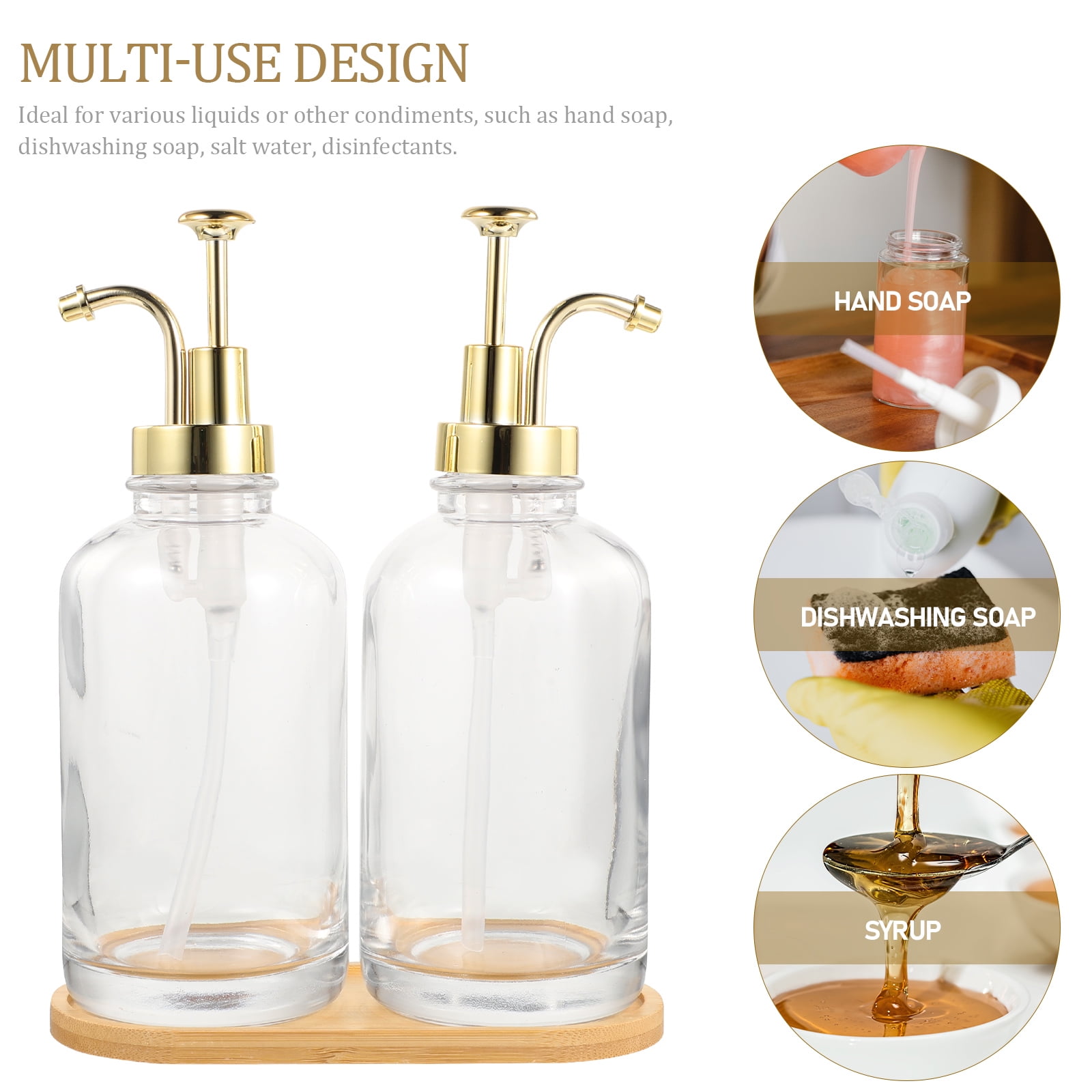ifundom 1 Set of Glass Lotion Bottle Pump Design Decorative Coffee Syrup Dispenser Kitchen Syrup Bottle