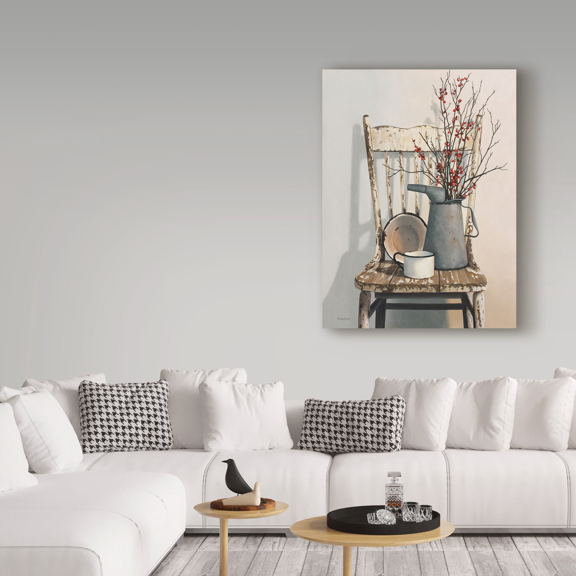 Cecile Baird 'Watering Can On Chair' Canvas Art