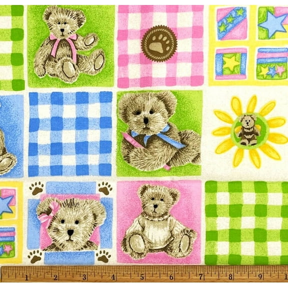 1/2 Yard - Boyds Teddy Bears Block Nursery Baby Cotton Fabric (Great for Quilting, Sewing, Craft Projects, Throw Pillows & More) 1/2 Yard X 44" Wide