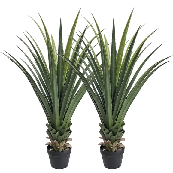 4ft Artificial Spiked Agave Plant, 48inch Faux Agave Plants Indoor Realistic Floor Plant Perfect for Front Porch, Patio, Indoor Outdoor Home, Office Decor (Set of 2)