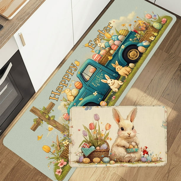 Juego de alfombra y felpudo para cocina, 2 piezas, felpudo de invierno para el hogar, decoración para el suelo