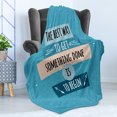 thumbnail image 4 of Wording Soft Flannel Fleece Throw Blanket, Philosophical Life Message to Raise Faith in Yourself and Your Strength, Cozy Plush for Indoor and Outdoor Use, 70" x 90", Blue Peach Black, by Ambesonne, 4 of 5